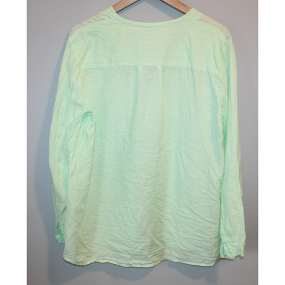 Eileen Fisher 100% Irish Linen Button Front Shirt Green Large Top Coastal Beachy - Picture 8 of 16